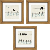 Framed 'Bird Talk 3 Piece Framed Art Print Set' border=