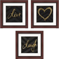 Framed Chevron Sentiments Gold Heart Trio 3 Piece Framed Art Print Set