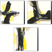 Framed 'Black and Yellow 3 Piece Canvas Print Set' border=