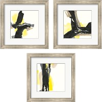 Framed 'Black and Yellow 3 Piece Framed Art Print Set' border=
