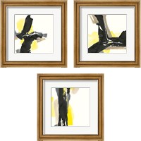 Framed 'Black and Yellow 3 Piece Framed Art Print Set' border=