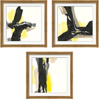 Framed 'Black and Yellow 3 Piece Framed Art Print Set' border=