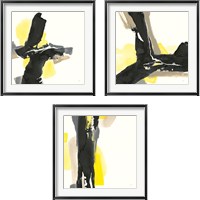 Framed 'Black and Yellow 3 Piece Framed Art Print Set' border=