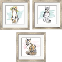 Framed 'Fancy Cats 3 Piece Framed Art Print Set' border=