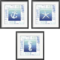 Framed 'Gypsy Sea Blue  3 Piece Framed Art Print Set' border=