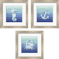 Framed 'Gypsy Sea Blue 3 Piece Framed Art Print Set' border=