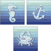 Framed 'Gypsy Sea Blue 3 Piece Art Print Set' border=