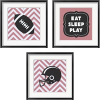 Framed Eat Sleep Play Football - Pink 3 Piece Framed Art Print Set