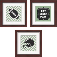 Framed Eat Sleep Play Football - Green 3 Piece Framed Art Print Set