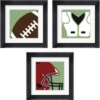 Framed 'Football Close-Ups 3 Piece Framed Art Print Set' border=