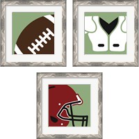 Framed 'Football Close-Ups 3 Piece Framed Art Print Set' border=