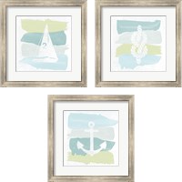 Framed 'Seaside Swatch 3 Piece Framed Art Print Set' border=