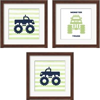 Framed Monster Truck Graphic Green 3 Piece Framed Art Print Set