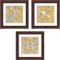 Framed 'Color My World Gold 3 Piece Framed Art Print Set' border=