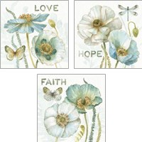 Framed My Greenhouse Flowers Faith, Hope & Love 3 Piece Art Print Set
