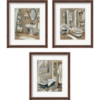 Framed 'Vintage Bathroom 3 Piece Framed Art Print Set' border=