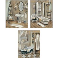 Framed Vintage Bathroom 3 Piece Art Print Set