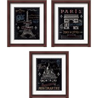 Framed 'Travel to Paris 3 Piece Framed Art Print Set' border=