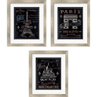 Framed 'Travel to Paris 3 Piece Framed Art Print Set' border=