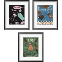 Framed 'Cocktail Lounge 3 Piece Framed Art Print Set' border=