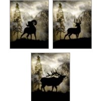 Framed 'Mystic Wildlife 3 Piece Art Print Set' border=