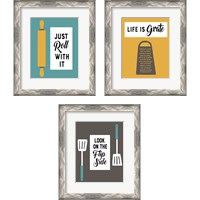 Framed 'Retro Kitchen 3 Piece Framed Art Print Set' border=