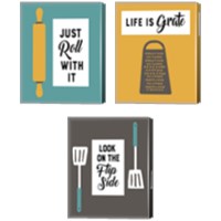 Framed 'Retro Kitchen 3 Piece Canvas Print Set' border=