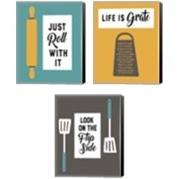 Framed Retro Kitchen 3 Piece Canvas Print Set