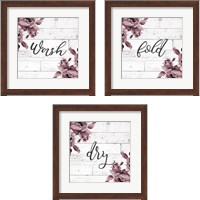 Framed 'Laundry Script 3 Piece Framed Art Print Set' border=