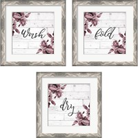 Framed 'Laundry Script 3 Piece Framed Art Print Set' border=