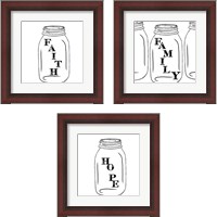 Framed Mason Jar 3 Piece Framed Art Print Set