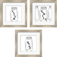 Framed 'Mason Jar 3 Piece Framed Art Print Set' border=