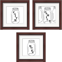 Framed 'Mason Jar 3 Piece Framed Art Print Set' border=