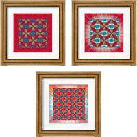 Framed Lotus Tile Color 3 Piece Framed Art Print Set