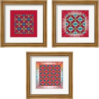 Framed Lotus Tile Color 3 Piece Framed Art Print Set