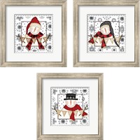 Framed Snowman Snowflake 3 Piece Framed Art Print Set