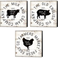 Framed 'Rustic Farm Signs - Black 3 Piece Canvas Print Set' border=