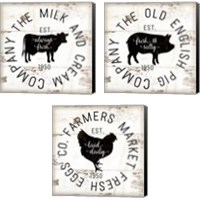 Framed Rustic Farm Signs - Black 3 Piece Canvas Print Set