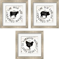 Framed 'Rustic Farm Signs - Black 3 Piece Framed Art Print Set' border=