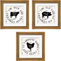 Framed Rustic Farm Signs - Black 3 Piece Framed Art Print Set