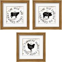 Framed 'Rustic Farm Signs - Black 3 Piece Framed Art Print Set' border=