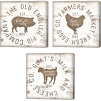 Framed Rustic Farm Signs - Brown 3 Piece Canvas Print Set