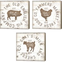 Framed 'Rustic Farm Signs - Brown 3 Piece Canvas Print Set' border=