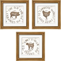 Framed 'Rustic Farm Signs - Brown 3 Piece Framed Art Print Set' border=