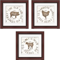 Framed 'Rustic Farm Signs - Brown 3 Piece Framed Art Print Set' border=