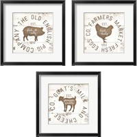Framed 'Rustic Farm Signs - Brown 3 Piece Framed Art Print Set' border=