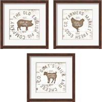 Framed Rustic Farm Signs - Brown 3 Piece Framed Art Print Set