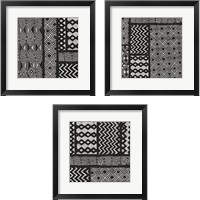 Framed Kuba Abstract BW 3 Piece Framed Art Print Set