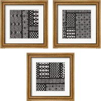 Framed 'Kuba Abstract BW 3 Piece Framed Art Print Set' border=