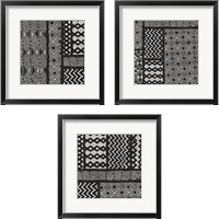 Framed Kuba Abstract BW 3 Piece Framed Art Print Set